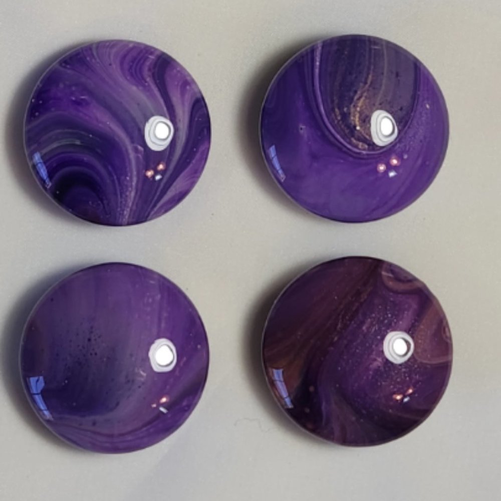Hand Crafted Cabinet Door Knobs Hand Painted Purple White Gold Wooden Resin